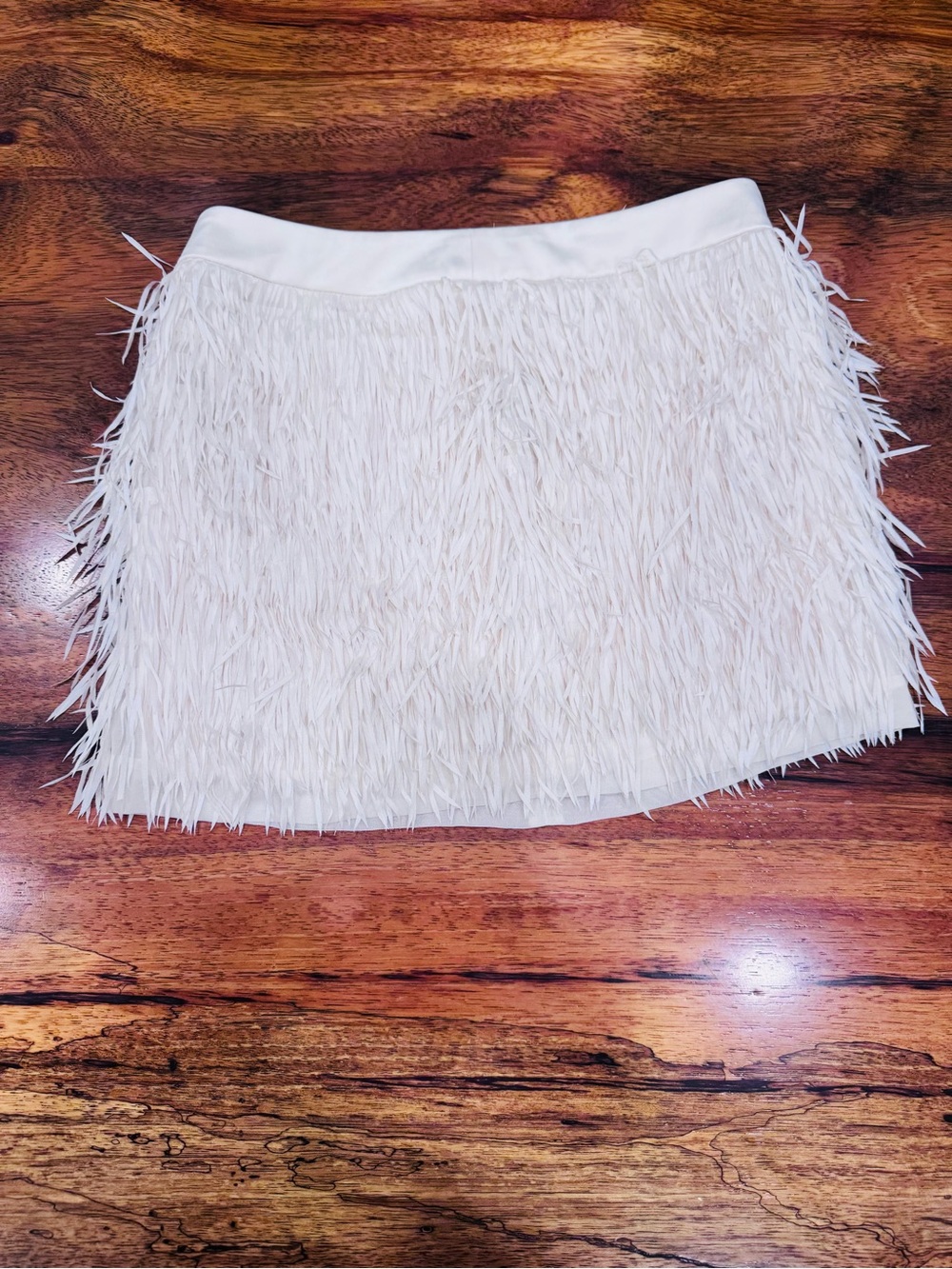 Express White Feather Fringe Mini Skirt